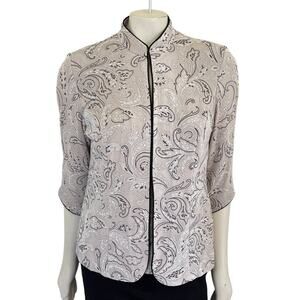 ALEX EVENINGS Mandarin Neck Glitter Knit Paisley 2 Piece Formal Set  SZ M